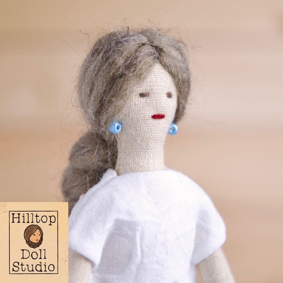 Mini Fabric Doll "Mae" Handcrafted Textile Cloth Heirloom Primitive Doll - Picture 6 of 8